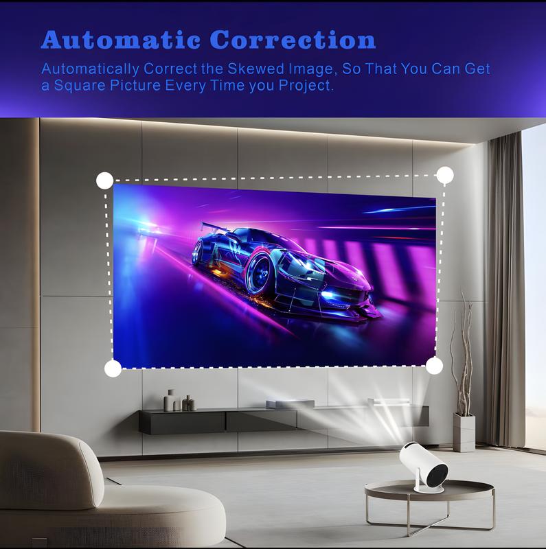 HAOYE HY300 Smart Projector with Android TV 11.0,5G WiFi Bluetooth Projector 4k Supported,Outdoor Movie Projector Compatible,iOS,Android (white) Audio