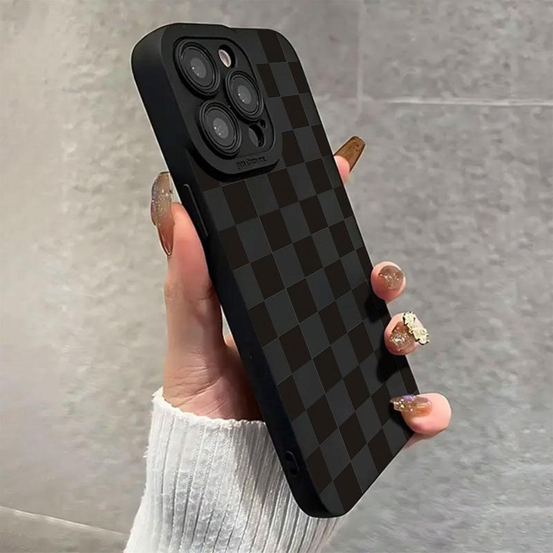 Checkerboard Pattern Phone Case, Anti-drop Cellphone Protective Case, Total Protective Shockproof Mobile Phone Cover for iPhone 16 15 14 13 12 11 Plus Pro Pro Max