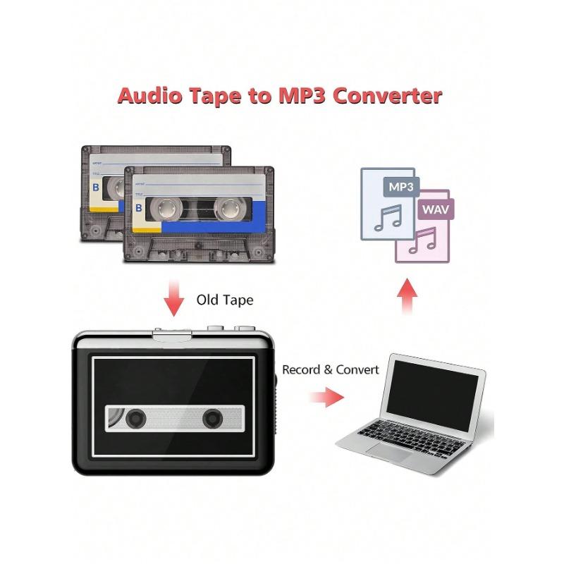 Cassette Player Walkman, Convert Audio Music Cassette To MP3, Compatible With Laptop PC, With Earphone Compact Portable