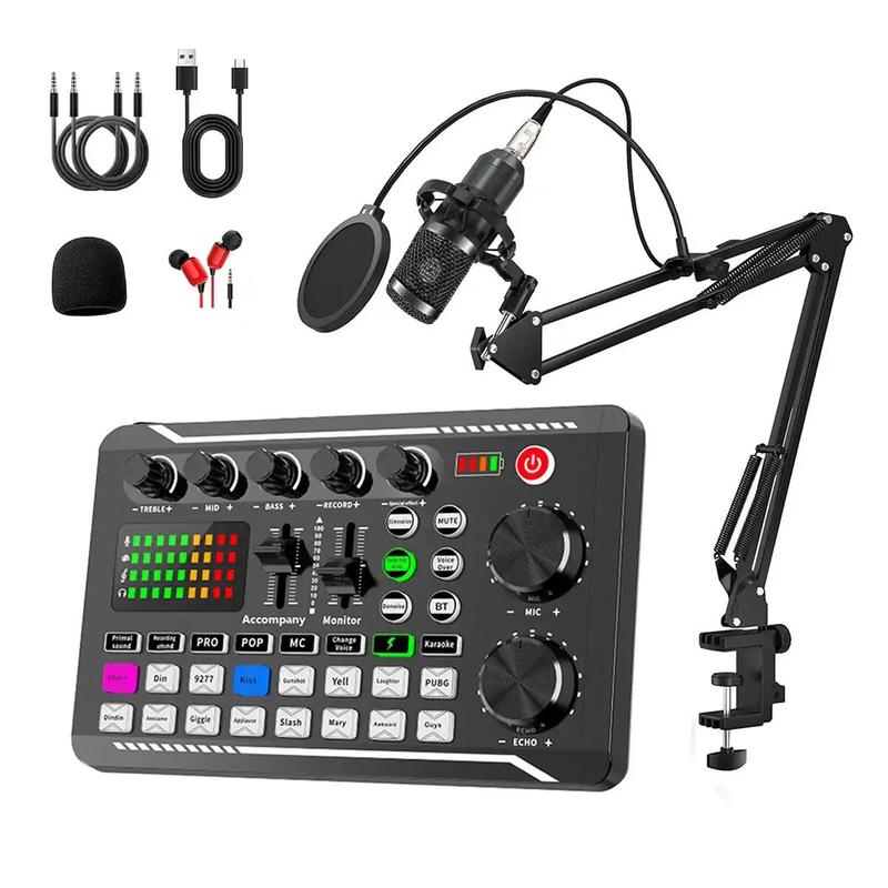 F998 Podcast Equipment Bundle, Podcast Studio Equipment, BM-800 Microphone Recording Studio Package, Live Sound Card Device for Streaming Live Broadcast