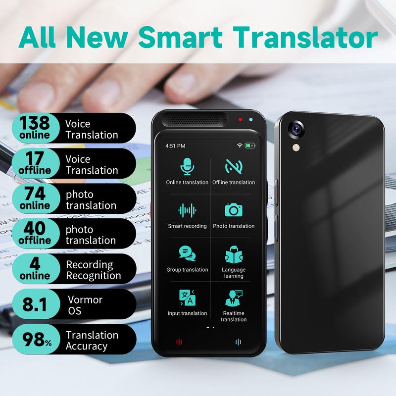 vormor Language Translator Device, Portable Translator  with 138 Languages & 4.1