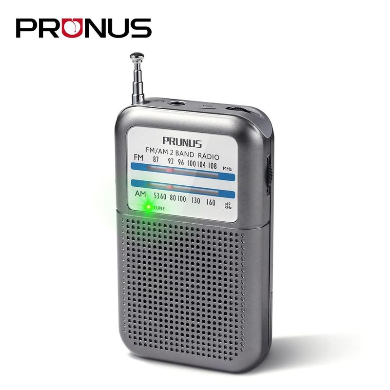 DE333 Portable Radios Small, Battery Radio Transistor with FM AM, Signal Indicator, AAA Battery Operated, Mini Pocket Radio for Walking Jogging and Camping By PRUNUS Audio Card