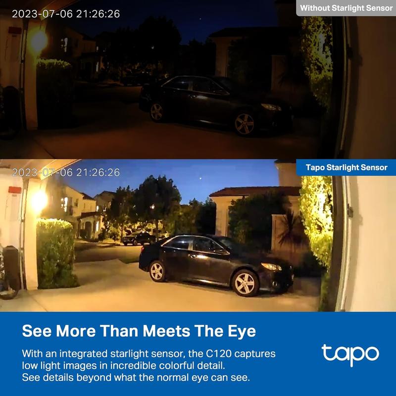 Tapo C120- 2024 PCMAG Readers' Choice-2K Indoor Outdoor Wired Security Camera Card Audio Card Audio