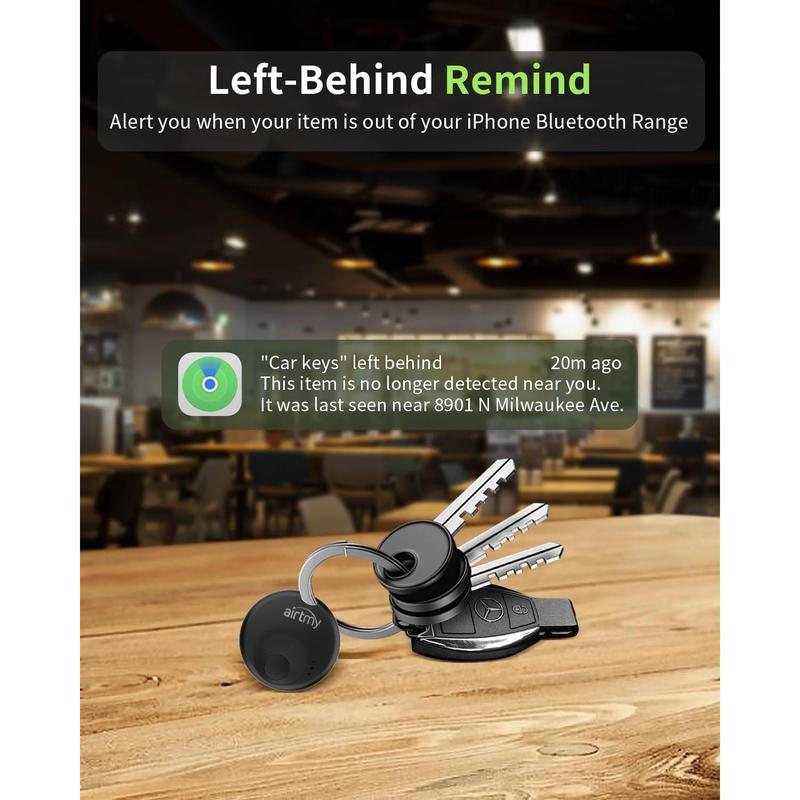 Item Finders,Bluetooth Lugge Tracker, GPS Finders Tracking, Works with Apple Find My (iOS Only), Replaceable Battery, Lost Mode, Smart Key Finder Item Locator,Black (1 Pack)