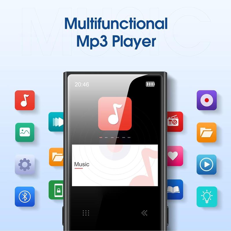 64GB Mp3 Player  5.0,  Portable Digital Lossless Music Player with FM Radio, Built-in Speaker, Touch Button, Voice Recorder, Lightweight for , Up to 128GB, Headphone Included