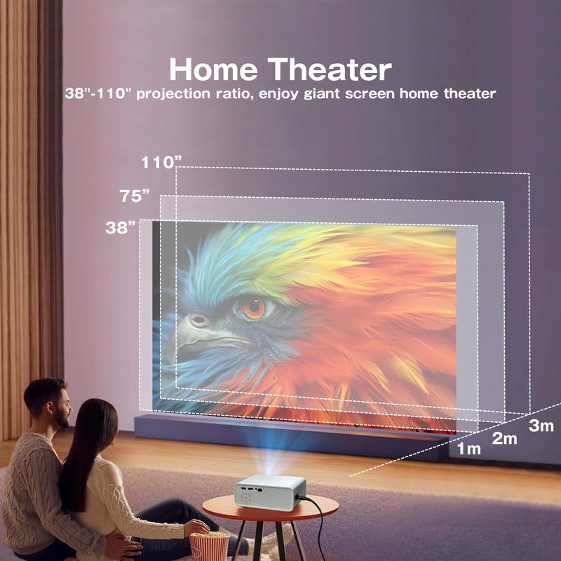 Mini Projector ,with WiFi and Bluetooth, 200Ansi Lumens, Auto Electronic Focus & Keystone Correction, with Lens protector and HDMI ,DoIby Audio, Zoom, Native 1080P Movie, Portable Outdoor , White projector