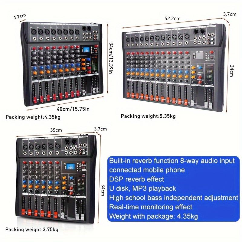 2024 Professional 6 8 12 Channel Mixer: Professional Mixer with USB, XLR, 48V Power and RCA I O for All Skill Levels, High Quality 12 Channel Digital Pro Sound USB Mixer with Echo Aux Mp3 USB for DJ Studio Bar