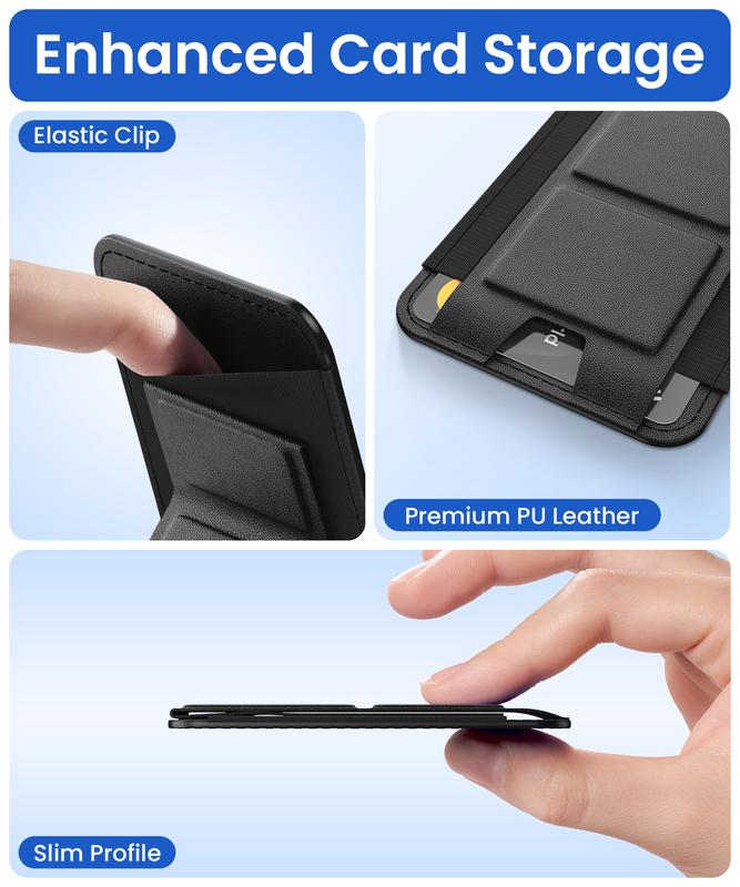 Magnetic Card Holder Stand Mount, No adhesive, Suitable for 5 cards, Compatieble for iPhone 16 Pro Max 15 14 13 12 11, Android Smartphone Cellphone