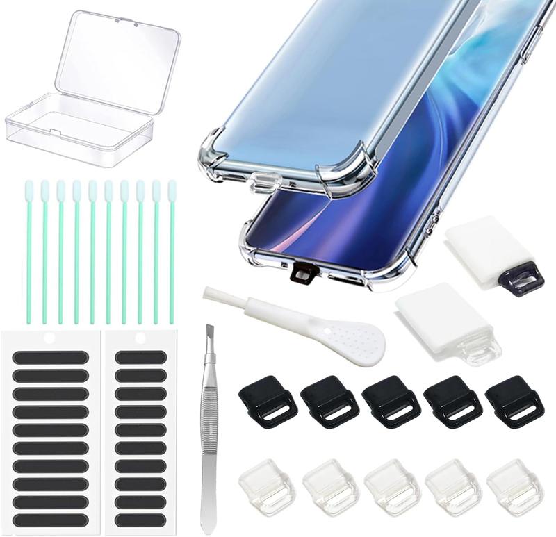 10 Packs iPhone Dust Plugs, Lightning Charging Port Protective Cover, with Plug Bracket, Storage Box, Compatible with iPhone 14 13 12 XS XR 8 7 SEEquipped with Speaker Dust Screen and Cleaning Tools