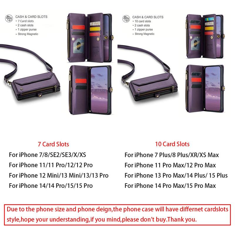 Magnetic Flip Phone Case with Lanyard, 1 Count RFID Blocking Phone Wallet Case, Phone Accessories for iPhone 13 12 11 Pro Max SE 2022 XR XS Max