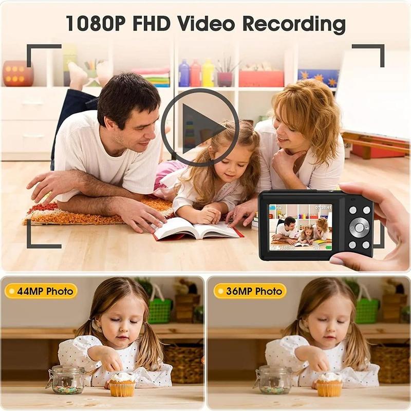 44MP 16X Zoom 1080P HD Digital Camera, Portable Mini Video Recorder, Antishake Camcorder, Digital Camera, Birthday Gift