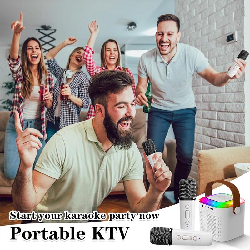 Fall Portable Wireless Karaoke Speaker with 2 Microphone for Kids  5, 6, 7, 8, 9, 10, 11, 12+ Years Old, HIFI Stereo Sound Subwoofers, KTV Speaker Subwoofer with RGB Colorful LED Lights, Karaoke Machine Sound System for Outdoor Sports Travel