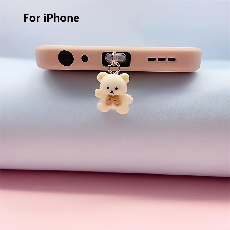 Cute Bear Design Smartphone Charging Port Dust Plug, Cell Phone Dust Plug, Universal Phone Accessories for iPhone & Samsung Galaxy Phones