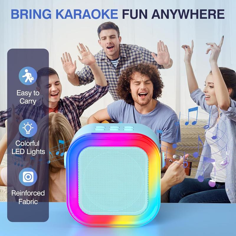 Wireless Karaoke Speaker System with RGB LED Lights & Subwoofers, Portable Bluetooth Audio Device with Dual Mics, Perfect for Travel & Parties