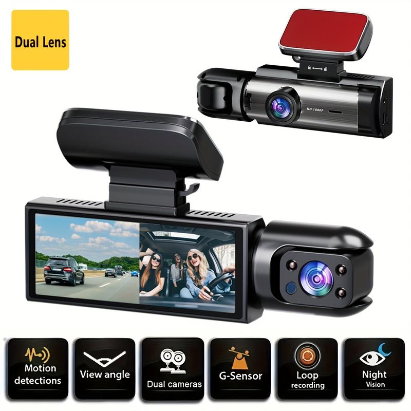 1080P dual-camera tachograph with infrared night vision loop recording and wide-angle lens, 3.16-inch IPS screen