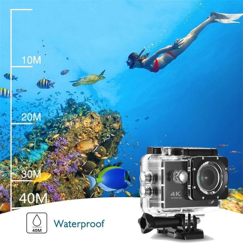 4K Ultra-HD Action Camera, WiFi Sport Camera, Waterproof Camera with Wide Angle, Outdoor Sport Camera Suitable for Cycling, Skiing, Surfing, Underwater Diving