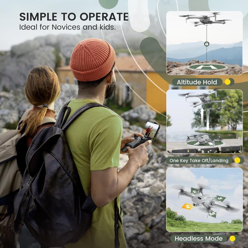 Holy Stone HS130 Drone No Application Required 1080P Camera 2 Chargeable Batteries 22 Minutes Flight Time Folding Indoor High-Speed Rotary Mode