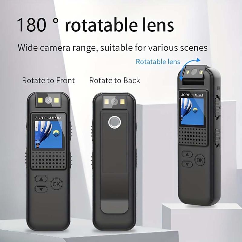 Mini Body Camera with Audio and Video Recording- Body Camera with 180° Rotatable Lens, Built-in 64G Card, HD 1080P Law Enforcement, Guard, Outdoor, Travel, Cycling Colorful Compact Wearable Device