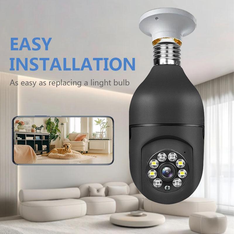 E27 Light Bulb Design Security Camera, 1 Set 1080P Smart Home Monitoring Camera, Two-way Conversation, Motion-Tracking, Baby Pet Monitoring Camera