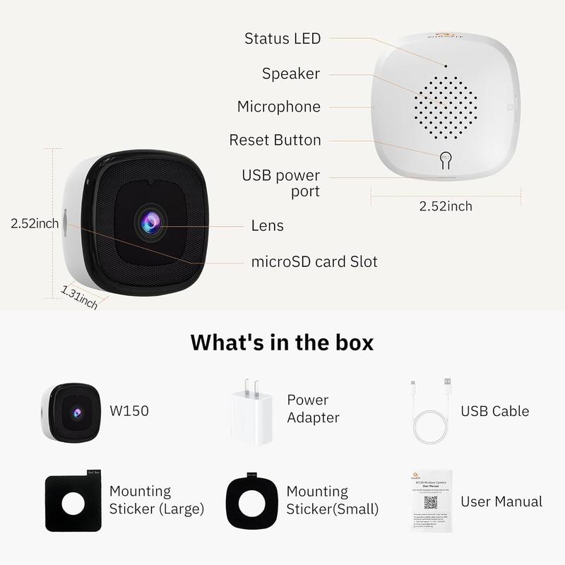 3MP 2K Window Camera,2.4GHz & 5GHz WiFi Indoor Cameras for Home Security with ChromaMax Al Color Night Vision,Person & Motion Detection,24 7 Recording,Easy & Quick Install