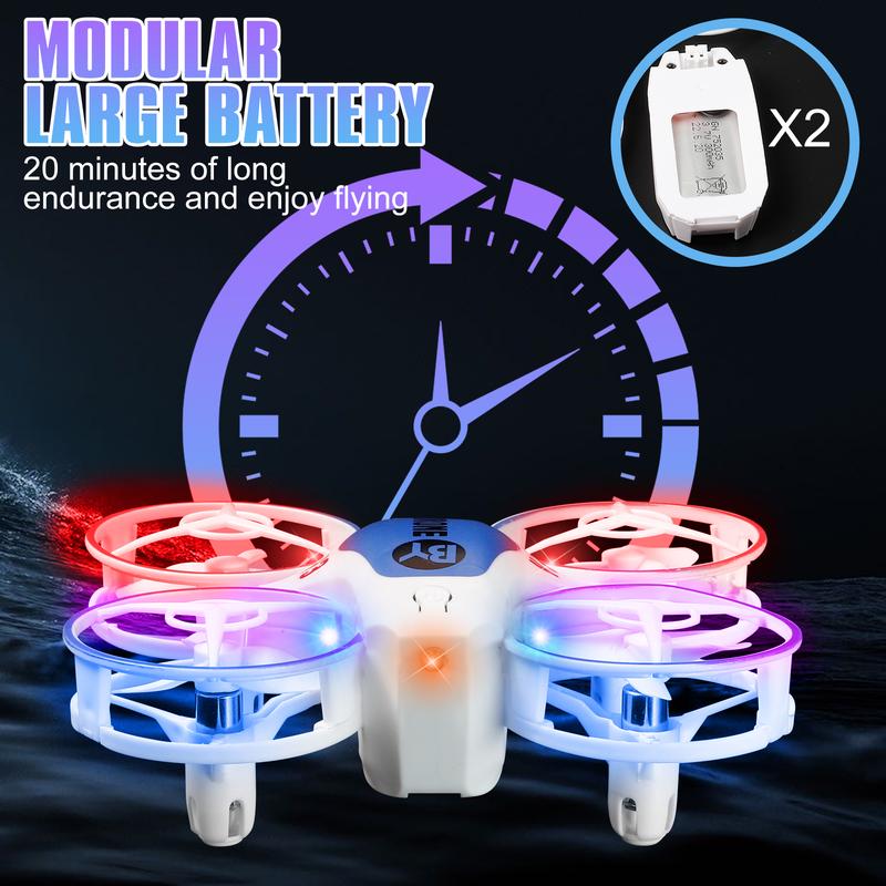 Mini Drone for Kids with Multicolor LED Lights, Long Flight Time, 3 Speed Modes, 360° Flip, Gesture Control, Easy to Fly, Indoor Outdoor Use, USB Charging, Safe & Durable