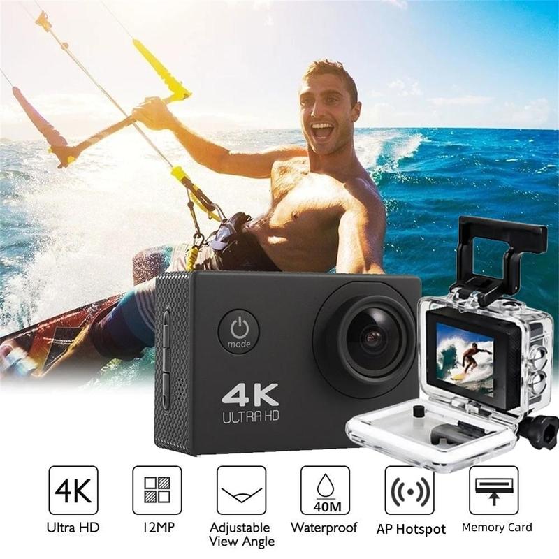 4K Ultra-HD Action Camera, WiFi Sport Camera, Waterproof Camera with Wide Angle, Outdoor Sport Camera Suitable for Cycling, Skiing, Surfing, Underwater Diving