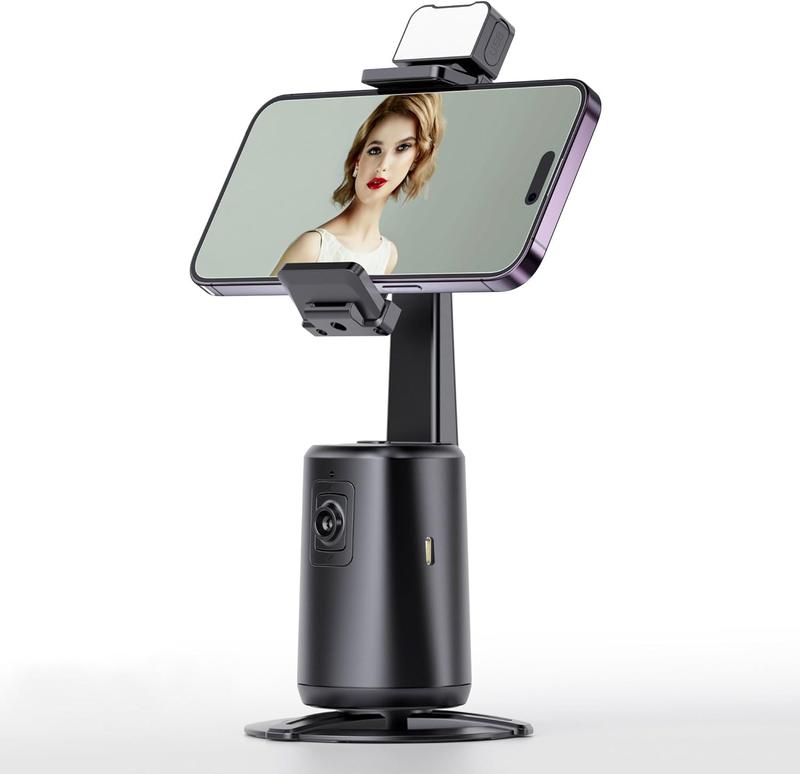 Auto Face Tracking Tripod for Phone,No App Required, 360° Rotation Stand Holder for Video Recording for Influencer Content Creator Vlogging Kit AI Phone Gimbal Stabilizer (Black)