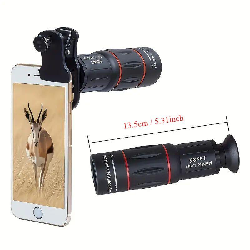 Universal Cell Phone External Telephoto Lens, 18 Times Optical Zoom Phones Lens, Cell Phone Camera Monocular Lens, Suitable for Most Smartphones, Concert Use, Phone Accessories, Content Creator Tools