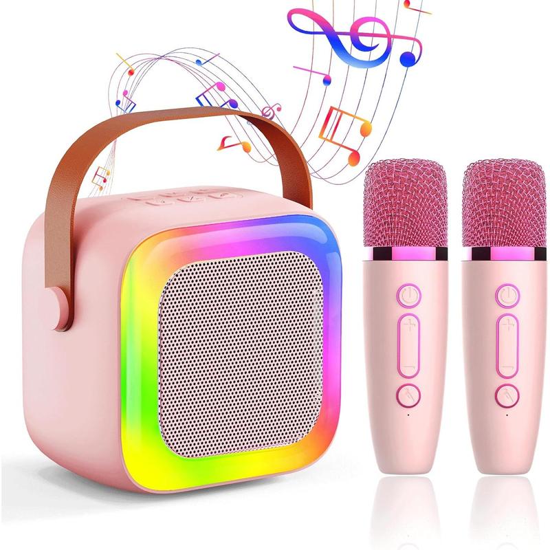 Mini Karaoke Machine for Kids Teen Adults, Kids Karaoke Machine with 2 Wireless Microphones and LED Lights Toys for Christmas Birthday Party, Home, Gifts for 3 4 5 6 7 8 9 10 11 12+ Years Girls Boys