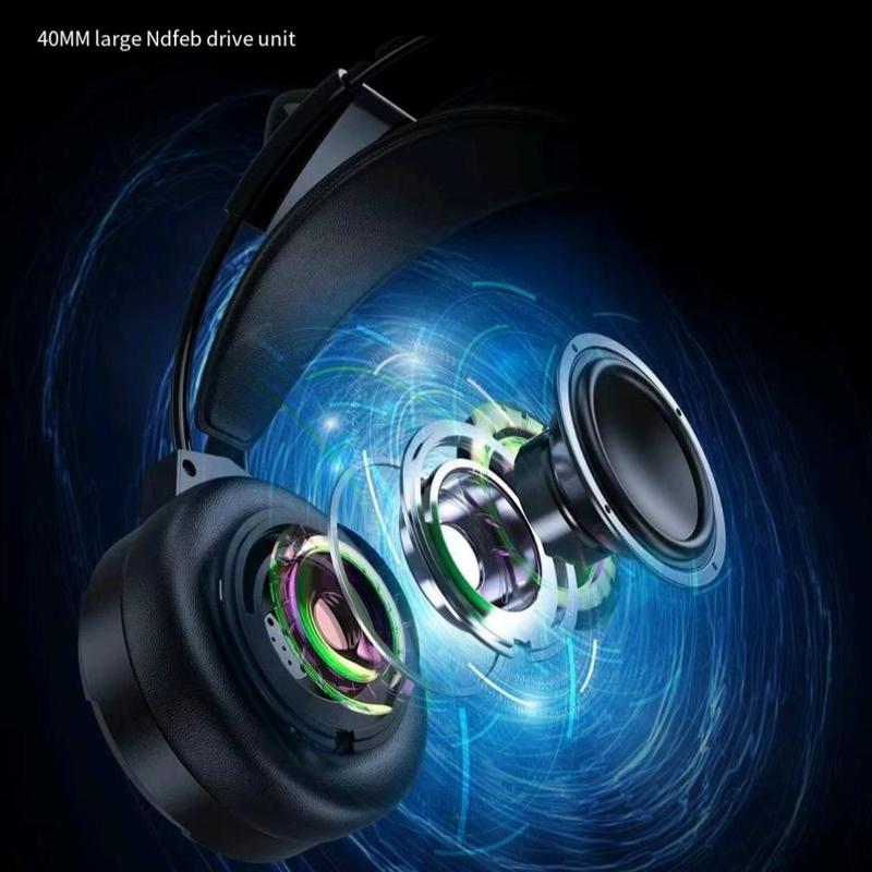 Wired Gaming Headset with LED Light, Wired Gaming Headphones with Noise Cancelling Microphone, Stereo Sound Wired Headset for PC, Laptop, Computer