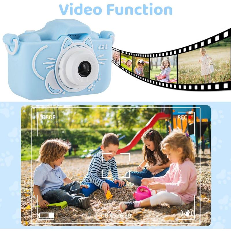 Camera Toys for 6-12  Boys Girls, Camera with Protective  Cover,HD Digital Video Cameras with Dual Lens 32GB SD Card,Christmas Birthday Gift for 6 7 8 9 10 11 12