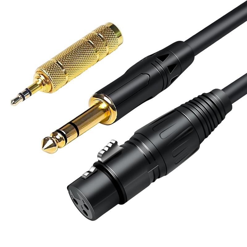 XLR  10ft 3M, Female XLR to 1 4 (6.35mm) TRS Stereo with 1 8 (3.5mm) Stereo Adapter, XLR Microphone  Jack Balanced Signal Interconnect