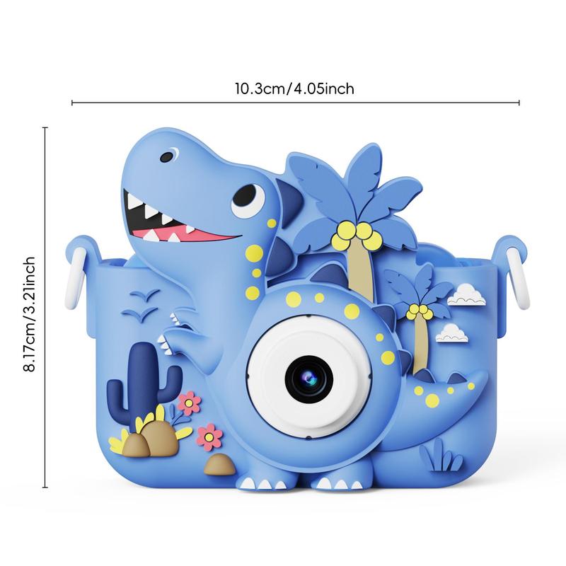 Cartoon Dinosaur Design Digital Camera, Rechargeable 48MP HD Dual Lens Camera Toy, Birthday Gift for Boys & Girls