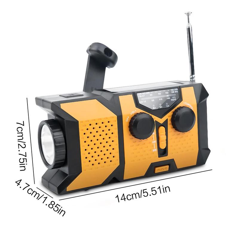 Portable Solar Powered Radio, 1 Count AM FM NOAA Radio with LED Flashlight, Emergency Hand Crank Radio with 2000mAh Power Bank Function for Indoor & Outdoor Camping