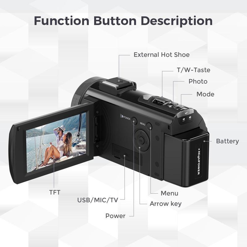 4K HDV-201LM Digital Video Camera, Multifunctional Home Travel Vlog Photography Camera with 64GB High Speed Memory Card, 36MP Recording & Shooting DV Camera, Home Travel Vlog Photography Camera