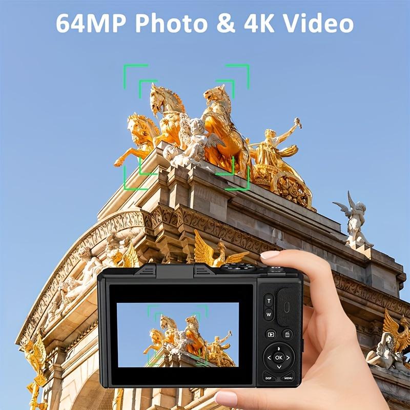 64MP 4K HD Digital Camera 18x Digital Zoom 3 Inch Flip Screen Professional Camera Supports Taking Photos, Recording Videos, Video Blogs and Web Cameras, Including 32gb TF Card, Suitable for Beginners Thanksgiving Day and Christmas Gifts