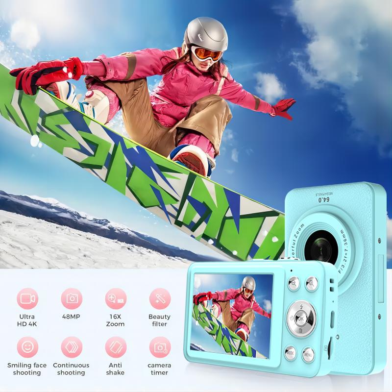 FHD 1080P Digital Camera with 16x Zoom Anti-Shake Compact Small Camera for Boys Girls Children Rechargeable Lens Rechargeable