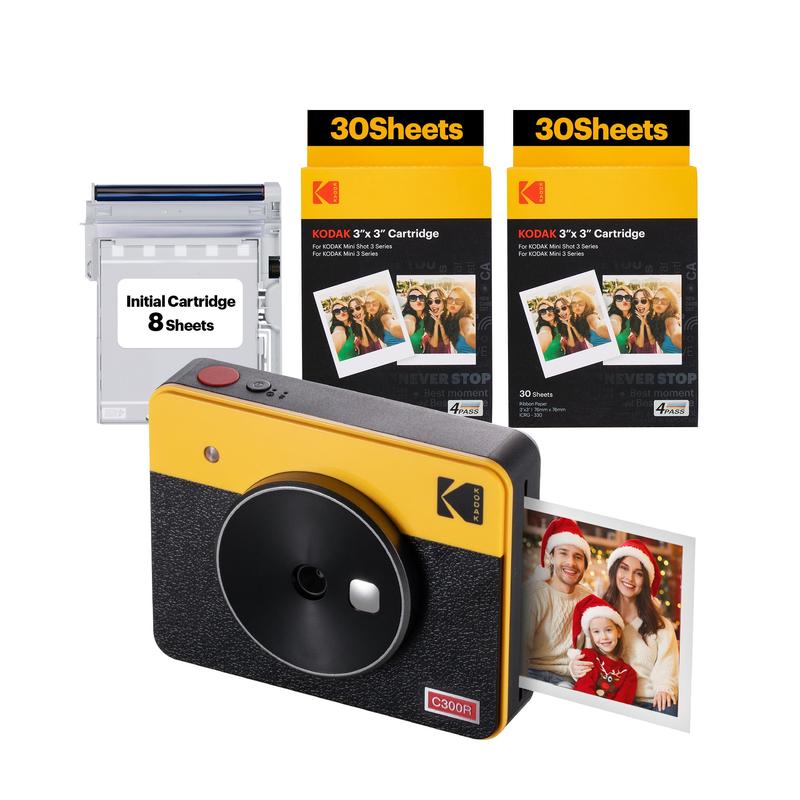 KODAK Mini Shot 3 Retro 4PASS 2-in-1 Instant Camera and Photo Printer (3x3 inches) + 68 Sheets Bundle Device Digital