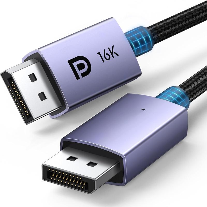 DisplayPort  2.1 [VESA Certified] DP2.0 40Gbps Support @30Hz 8K@240Hz 4K@240Hz HDR, HDCP, DSC 1.2a, Braided Display Port  Cord Compatible FreeSync G-Sync Video Card Monitor, 6.6FT