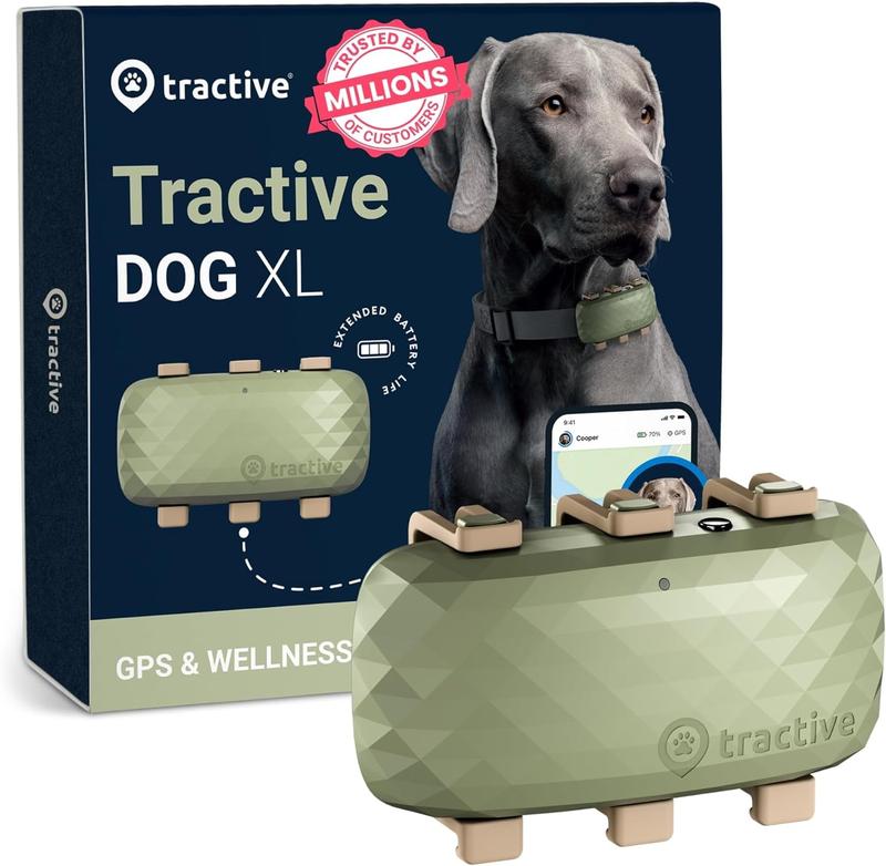 Tractive XL GPS Tracker & Health Monitoring for Dogs (50 lbs+) - Market Leading Pet GPS Location Tracker | Wellness & Escape Alerts | Waterproof | Works with Any Collar (Green)