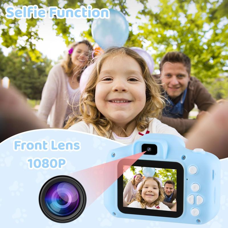 Camera Toys for 6-12  Boys Girls, Camera with Protective  Cover,HD Digital Video Cameras with Dual Lens 32GB SD Card,Christmas Birthday Gift for 6 7 8 9 10 11 12