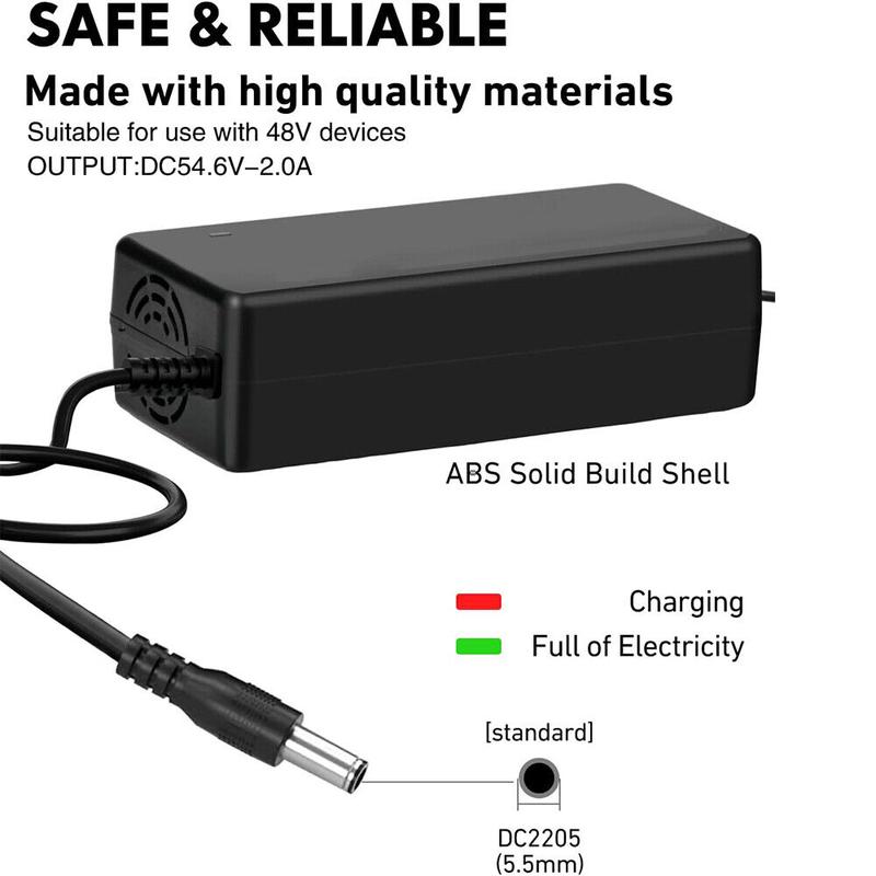 Muhubaih 6-IN-1 54.6V 2A Charger for 13S 48V Li-ion Battery Electric Scooter Ebike Charge Adapter Charging