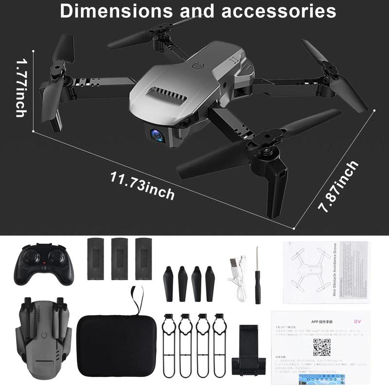 4K Foldable Drone with Dual Camera, Obstacle Avoidance, WiFi Connectivity – Ideal for Adults & Kids