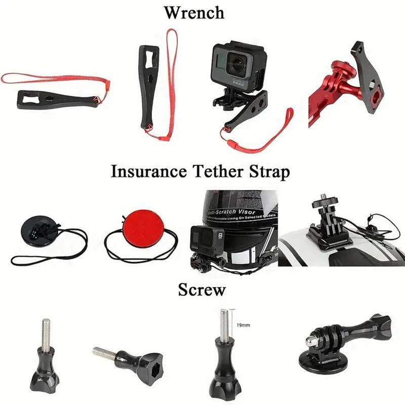 Action Camera Accessory Kit, Multifunctional Action Camera Helmet Fixing Accessory Set, Suitable for GoPro, Camera Accessories