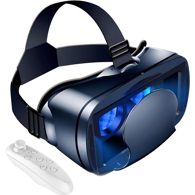 3D VR Headset, 3D VR Glasses Virtual Reality Headset for iPhone or Android Compatible 5.0” to 7.0”, Virtual Reality 3D Glasses Headset Helmets with Controller, for Mobile Games & Movies