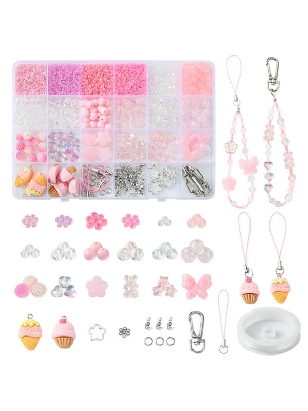 1 Set Diy Mobile Phone Strap Making Kit, Including Star & Butterfly Acrylic & Colorful Seed Beads, Alloy Clasps