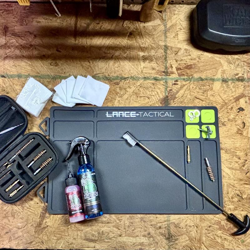 LANCE Tactical Ultimate Gear Cleaning Kit with Riptide Armory Advanced Cleaner & Oil, TacticalMat, and Over 300 Cleaning Patches Camera Smartphone