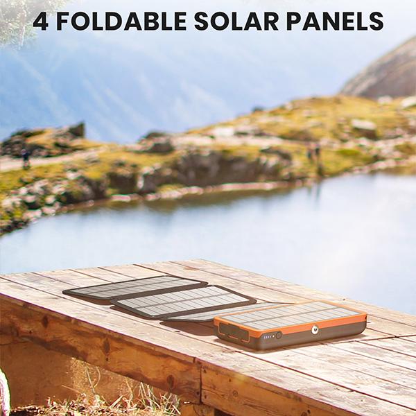 Cyber Monday Sale - Solar Charger 27000mAh Power Bank 22.5W Fast Charging Portable Phone Charger with 4 Solar Panels USB C PD External Battery Pack with 3 USB Outputs for Cellphone Tablet