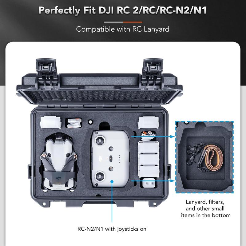 Titan MM410 Waterproof Hard Case for DJI Mini 4 Pro Mini 3 Pro and RC2 RC RC-N2 N1, Support 7 batteries and RC lanyard [CASE ONLY]