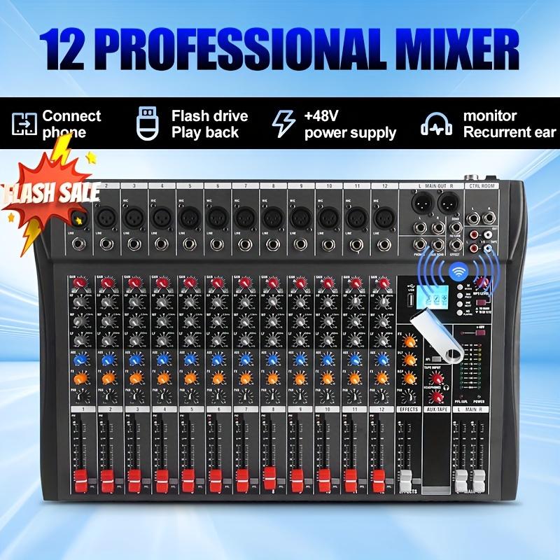 2024 Professional 6 8 12 Channel Mixer: Professional Mixer with USB, XLR, 48V Power and RCA I O for All Skill Levels, High Quality 12 Channel Digital Pro Sound USB Mixer with Echo Aux Mp3 USB for DJ Studio Bar